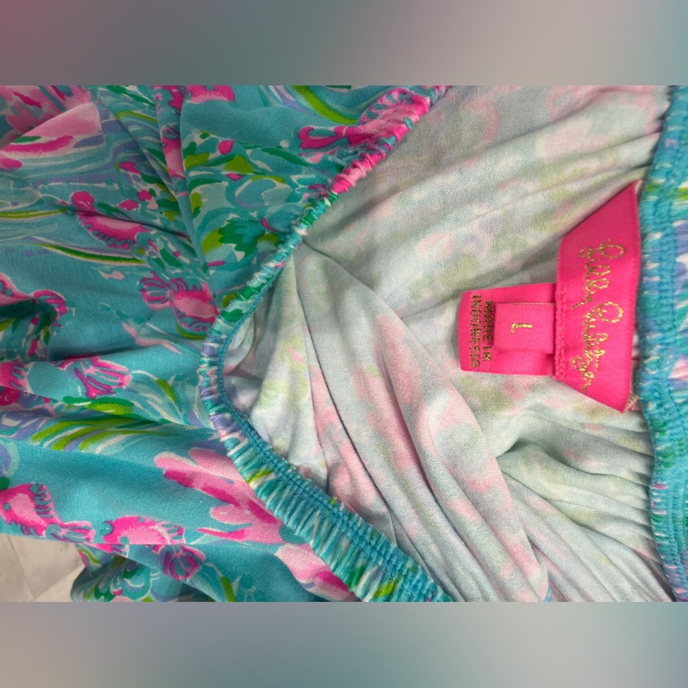 Lilly Pulitzer Odella Maxi Dress Off The Shoulder Amalfi Blue Wishes L - Picture 3 of 7